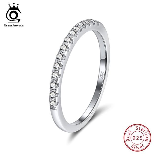 Orsa Jewels Кольца Серебристого Цвета Женские Классические Круглые Полностью Усыпанные ААА Девочки Кубический Цирконий Помолвочное Свадебное Собрание Свадебные Кольца