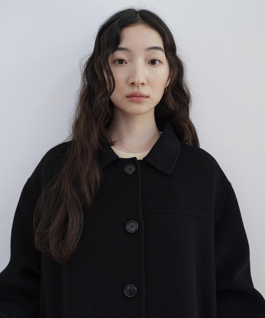 STEP AROUND Wool Handmade Mid Coat_Black