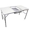 MERMONT Уличный стол для барбекю, складной стол для кемпинга, барбекю, балкон, белый алюминиевый стол, компактный, 135 см x 60 см, легкий для барбекю
