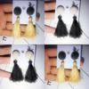 Sweet Elegant Korean Button Tassel Pendant Personality Long Temperament Earrings