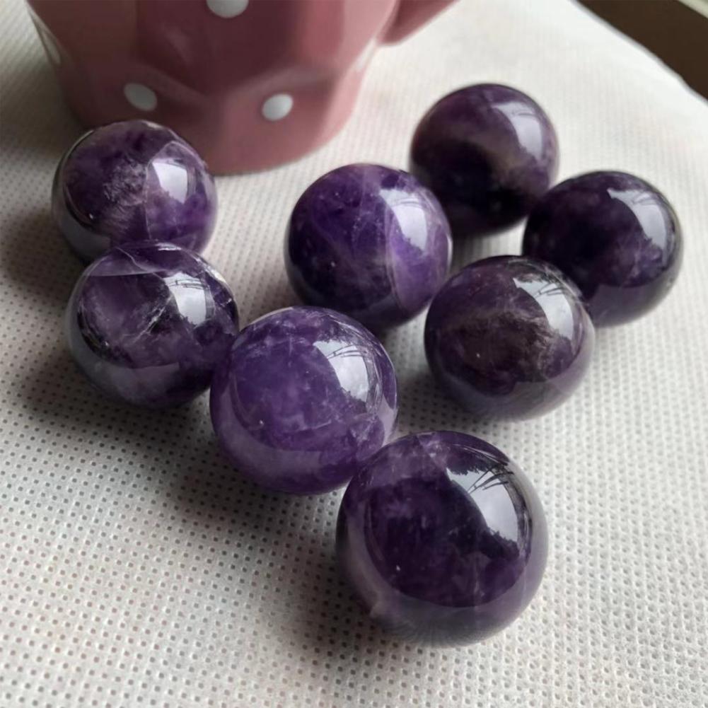 1pcs 2-2.5cm Natural Amethyst Quartz Stone Sphere Crystal Ball Fluorite D6W0
