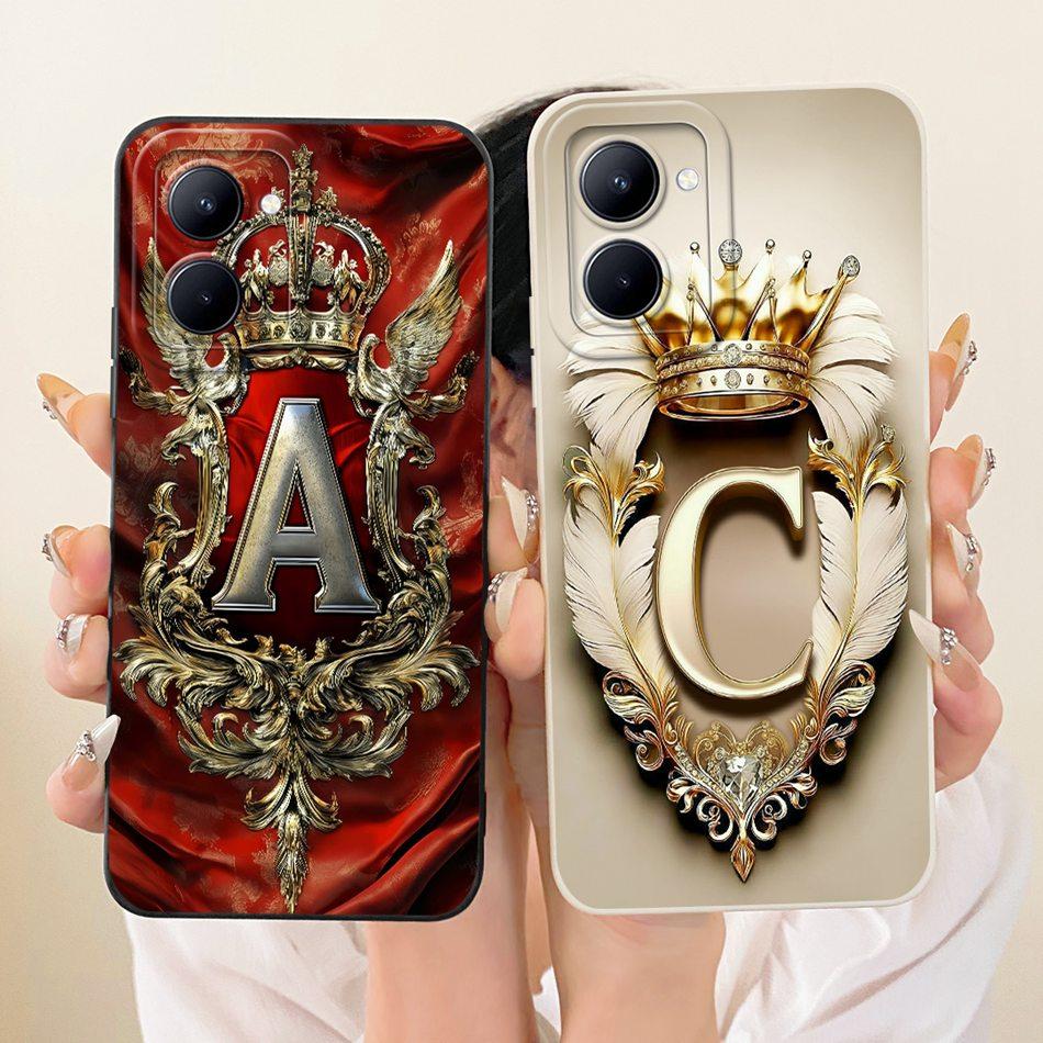 For Realme 10 RMX3630 Feather Crown Initial Letter Phone Case For Realme10 4G Soft Silicone Covers Bumpers