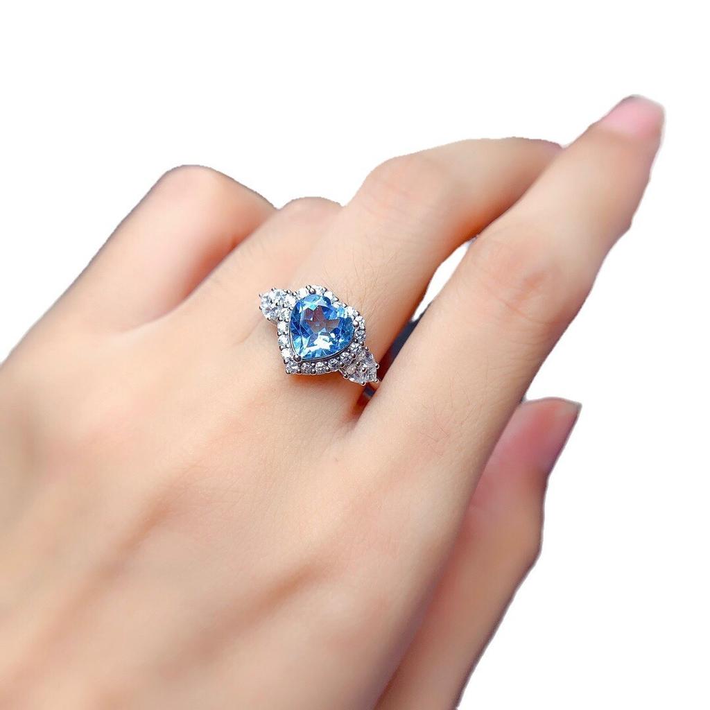 Имитация мозамбикского гранатового красного кольца-сердца, женская любовь швейцарский топаз синий кулон серьги.