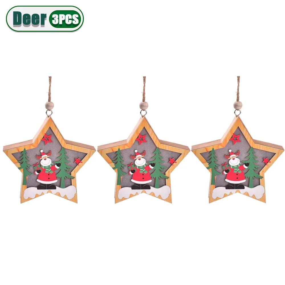 Christmas Decoration LED Illuminated Christmas Tree Hanging Santa Claus Snowman Deer Night Lights Christmas Decoration Hanging