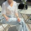 New Arrivals Open Run Women Rayon Sheer Bow Decor Short Sleeve Blouse