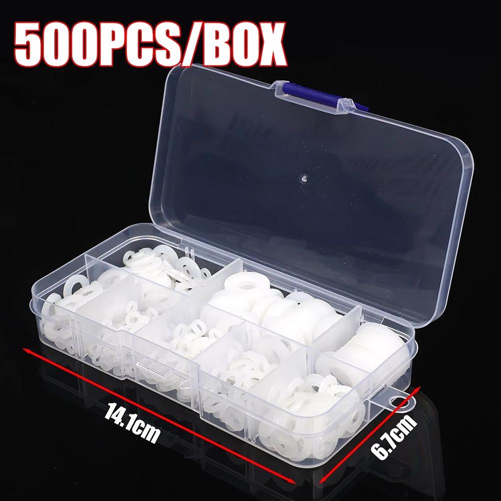 500Pcs Flat Nylon Washer 8 Sizes Insulation Gasket Ring Durable Plane Spacer