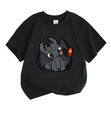 Cute Night Dragon Print Kids T Shirt 100% Cotton Unisex Boys Girls Crew Neck Short Sleeve Casual Tees Soft Breathable Summer Top for Children Daily We