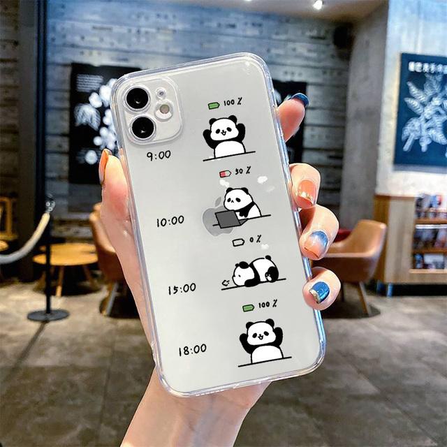 Забавный милый китайский панда прозрачный чехол для телефона iPhone16 15 14 13 12 11 Pro MAX противоударные чехлы