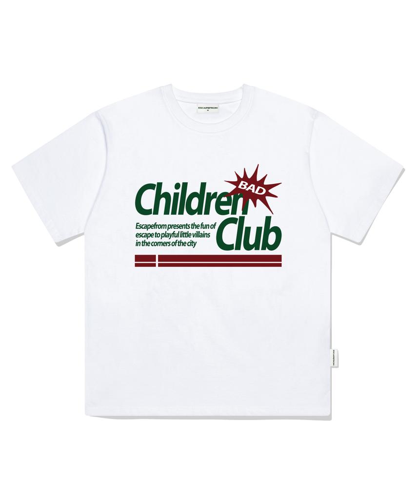 ESCAPEFROM Bad Children Club Print Oversized Short Sleeve T-Shirt White