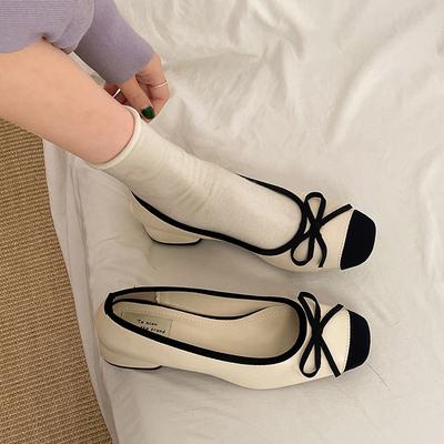 Модные легкие туфли в стиле ретро балеток с неглубоким вырезом и толстым каблуком, женские, новинка 2025 года, весенне-осенние, французские туфли Мэри Джейн на платформе