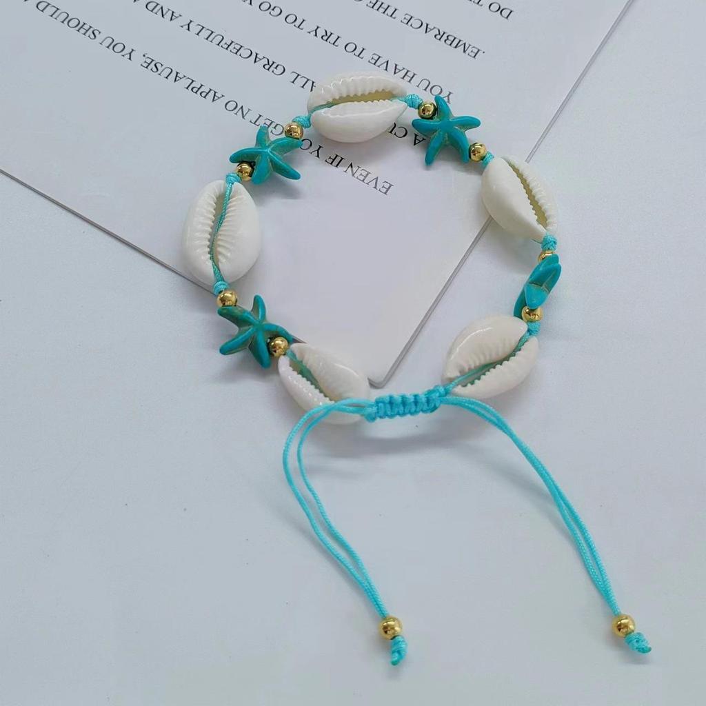 Bohemian Starfish & Turtle Anklet: Handmade Woven Cross-border INS Fashion Jewelry Bracelet.