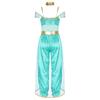 Shiny Sequin Gem Girls Halloween Jasmines Costume Kids Arabian Princess Cosplay Fancy Jumpsuit with Choker for Dance Performance