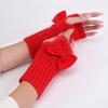 Bow Knitted Gloves Fingerless Half Finger Gloves Fashion Twists Gloves  Winter