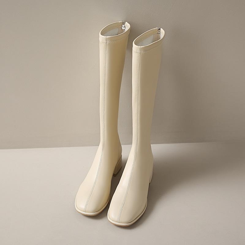 Сапоги женские выше колена 2025 новые мягкие кожаные толстые каблуки тонкие высокие сапоги осень и зима британский стиль высокие рыцарские сапоги для женщин