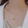 Hetian Jade Titanium Steel Necklace - Women's Versatile Pendant Luxury Clavicle Chain Choker.