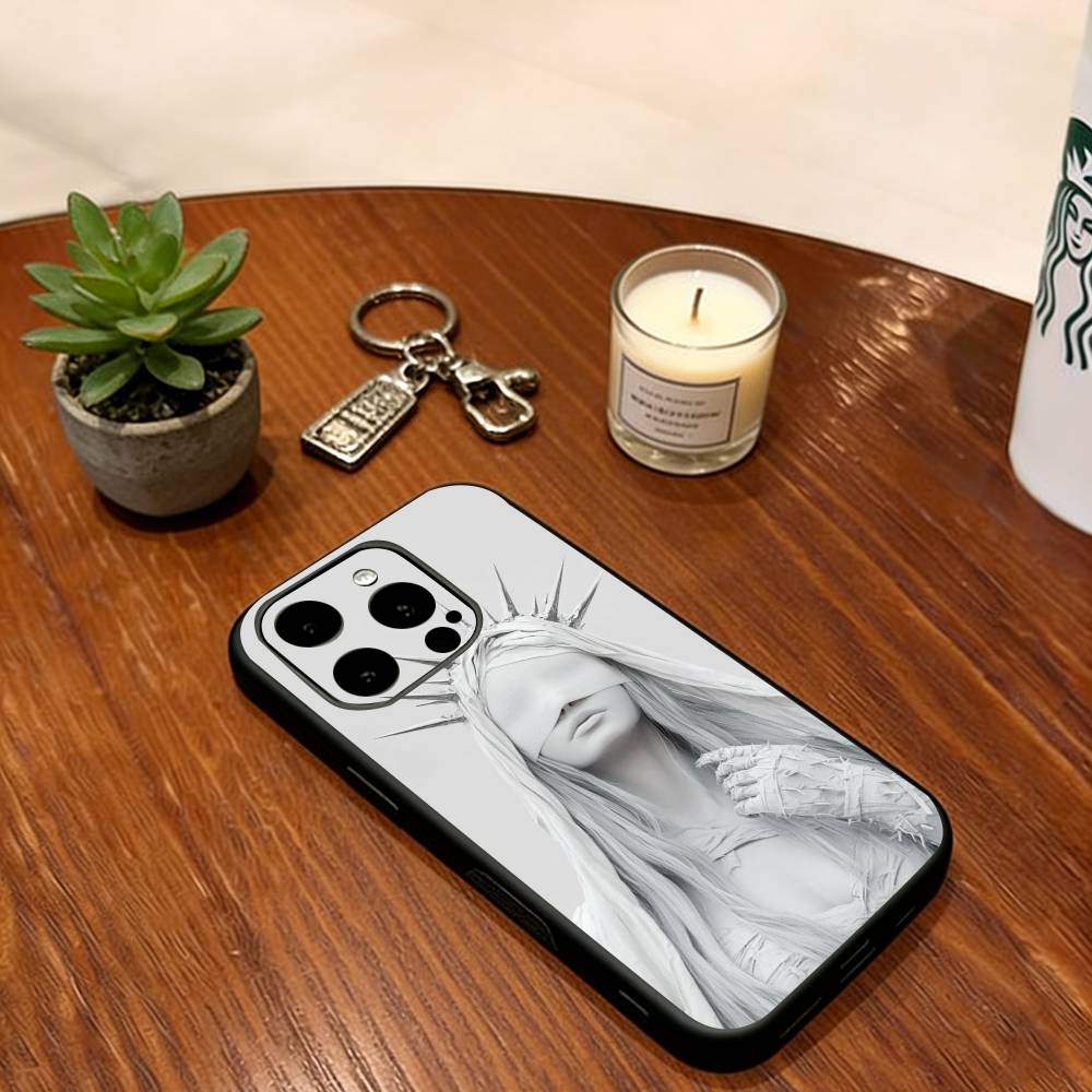 Темная Готическая Святая Чехол для Телефона Для iPhone 17, 16, 15, 14, 13, 12, 11 Plus, Pro Max, Другие Мягкое Черное Покрытие