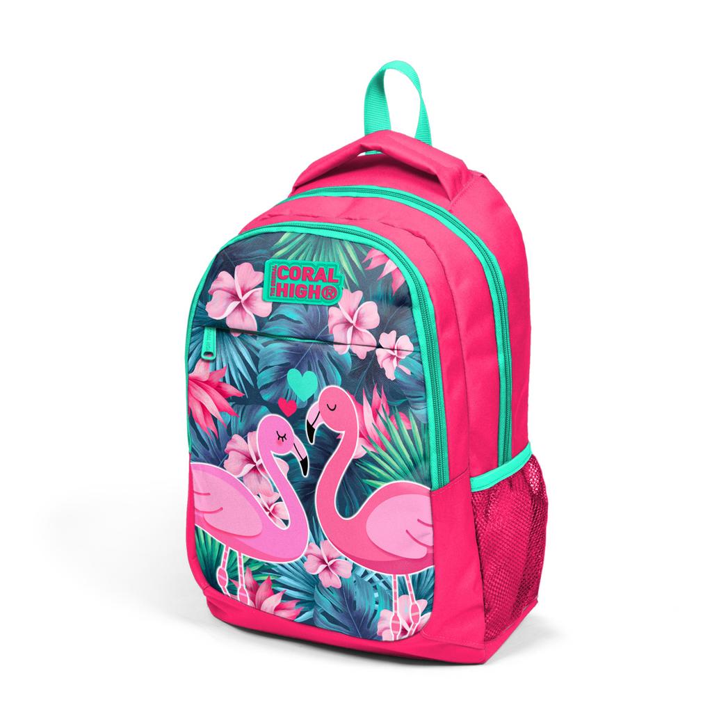 Школьный рюкзак Coral High Kids Neon Coral Water Green с рисунком фламинго 14377