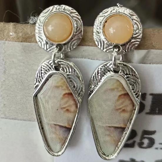 1 пара уникальных резных сережек-капель для пирсинга, очаровательный подарок, винтажный этнический стиль, женские камни с камнями