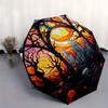 Stained Castle Scene  DecorUmbrella, Portable 3-Fold Compact Umbrella,Christmas Gift ES471