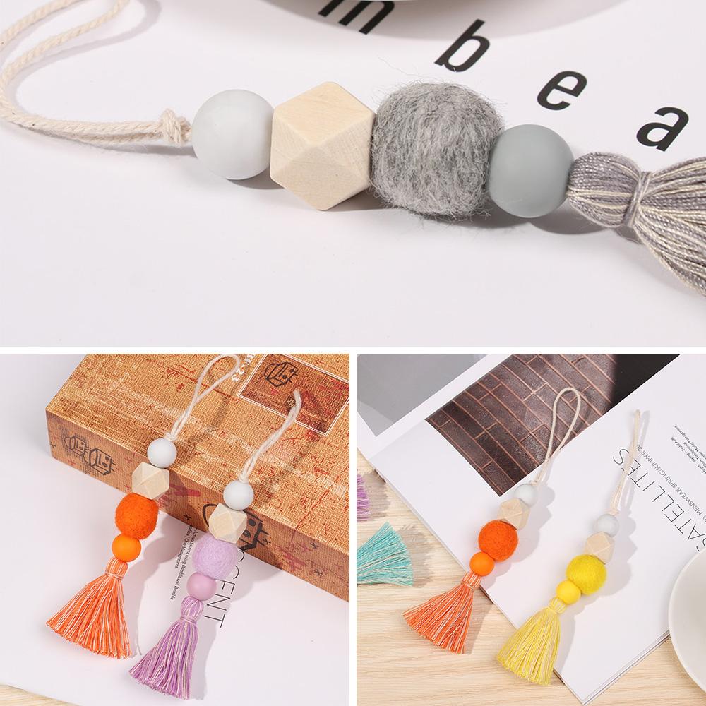 Natural Wood Beads Closet Hanging Ornaments Wall Decorations Car Hanging Drop Hanging Pendant