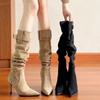 Сапоги на высоком каблуке 'Wind Year' Пряжка-ремень Остроносые Сапоги в стиле 'Fairy Boots' Сапоги Шпилька