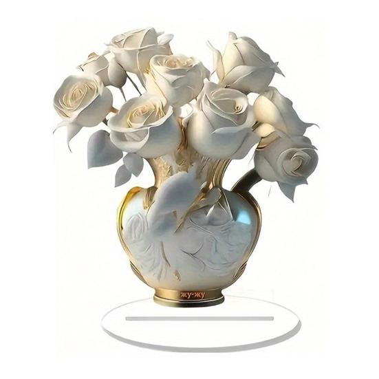 Акриловая табличка с цветком 2D плоская роза настольная табличка для офиса спальни рабочего стола кристальный эффект табличка с цветком розы для мамы жены бабушки