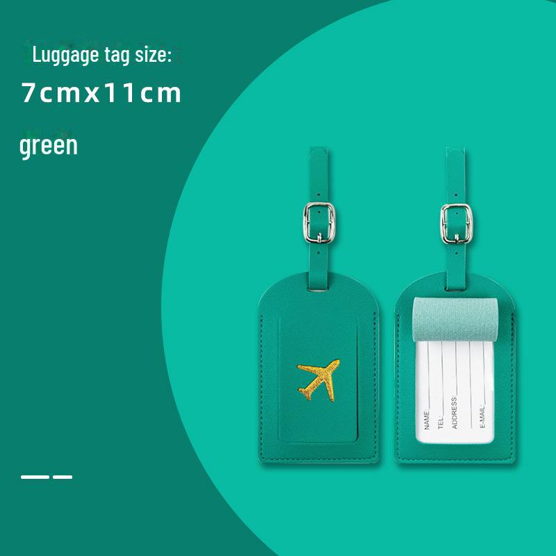 "PU Leather Luggage Tag & Passport Cover Set with Cross-Border Airplane Design"