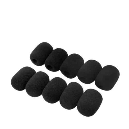 Set of 10 Microphone Sponges, Loudspeaker Noise Reduction Microphone Sponges, Headset Intercom Microphone Windscreen Covers, 5mm Inner Diameter, High-