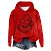 Women's Hooded Long Sleeve Christmas Printed Flannel Top Hooded Sweatshirt