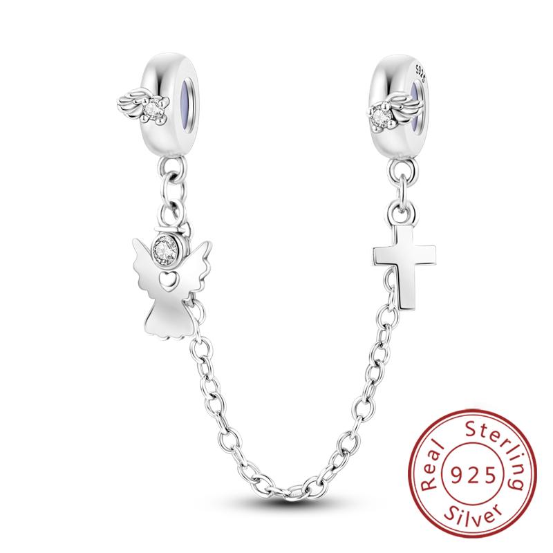 New Original Safety Chain Clasp Clip Charm Bead Copper Heart Bow Star Moon Fit Bracelet Diy Woman Girl Jewelry Gift