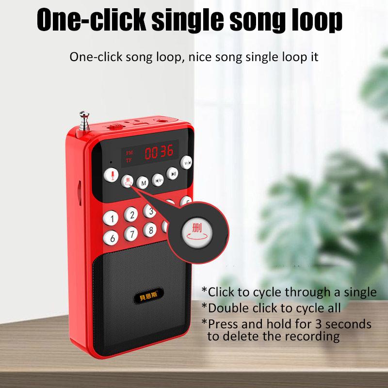 Портативный мини-радио FM-приемник, беспроводной Bluetooth-динамик, TF MP3-плеер с разъемом 3,5 мм, поддержка записи 18650, перезаряжаемый