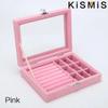 Velvet Ring Organizer Box - Clear Lid Jewelry Holder, Dust-Proof Storage Tray for Rings and Earrings for Multiple Jewelry Pieces