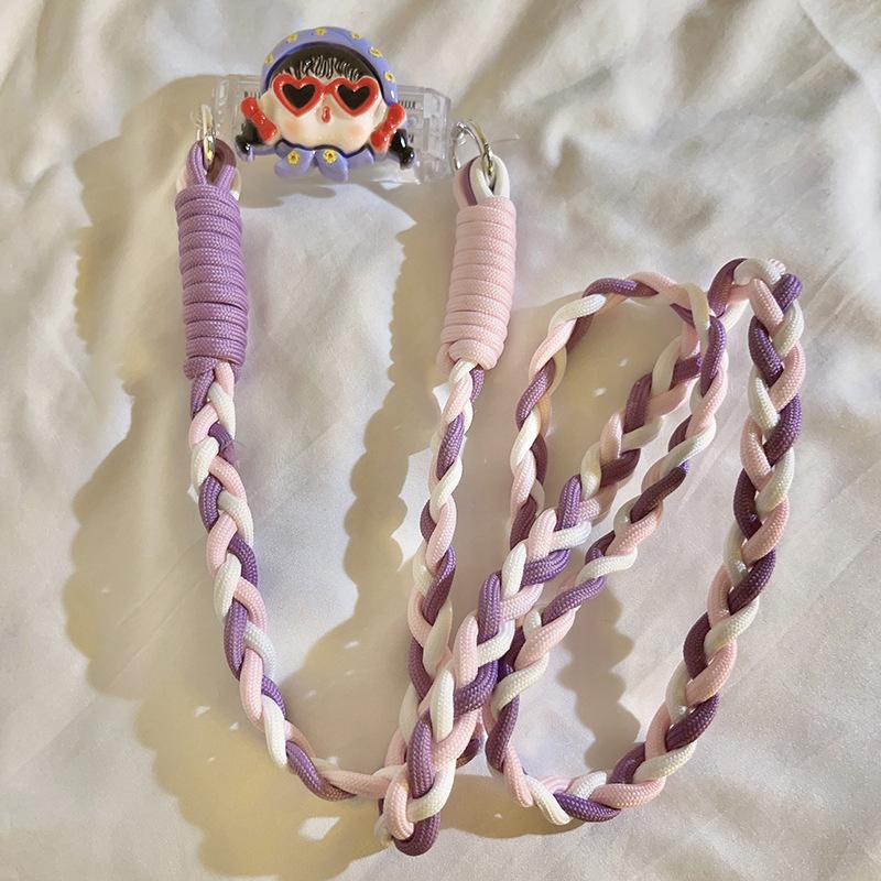 Kawaii Универсальный ремешок с зажимом для телефона, милый мультяшный длинный ремешок через плечо для женщин и девочек, нескользящий ремешок для телефона