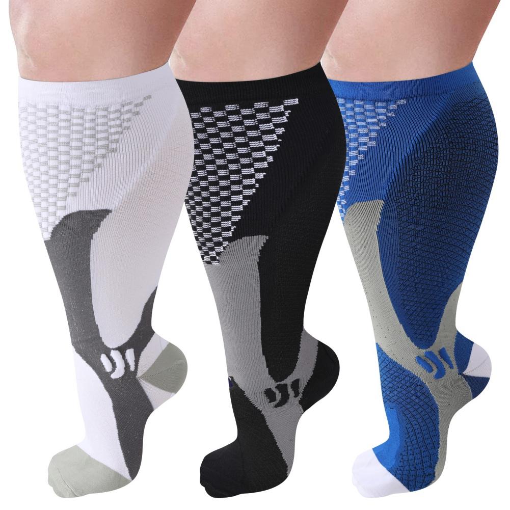 Wide Calf Plus Size Compression Socks Reduce Soreness And Swelling Large Size Elastic Breathable Pressure Socks