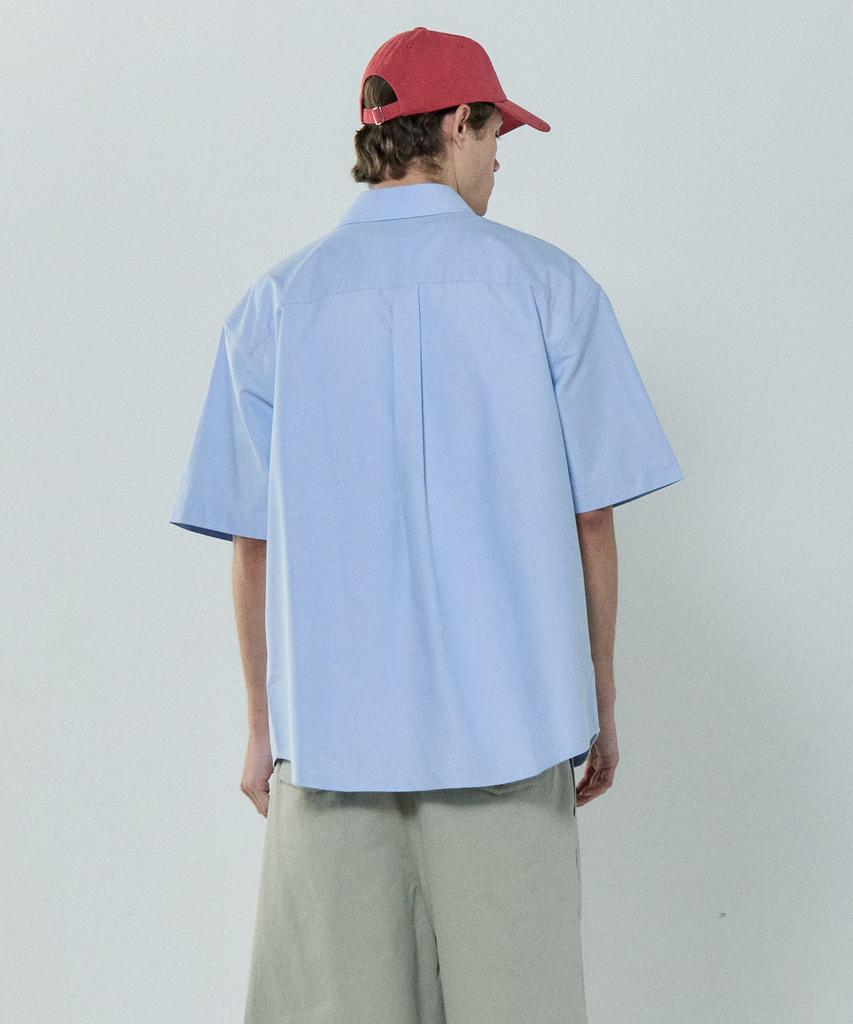 BASIC HOUSE Oxford Semi-Overfit Short Sleeve Shirt Sky Blue Lzws3101