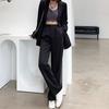 Осенние прямые костюмы с высокой талией, брюки, женские однотонные офисные женские широкие брюки, женские свободные длинные брюки, женские брюки