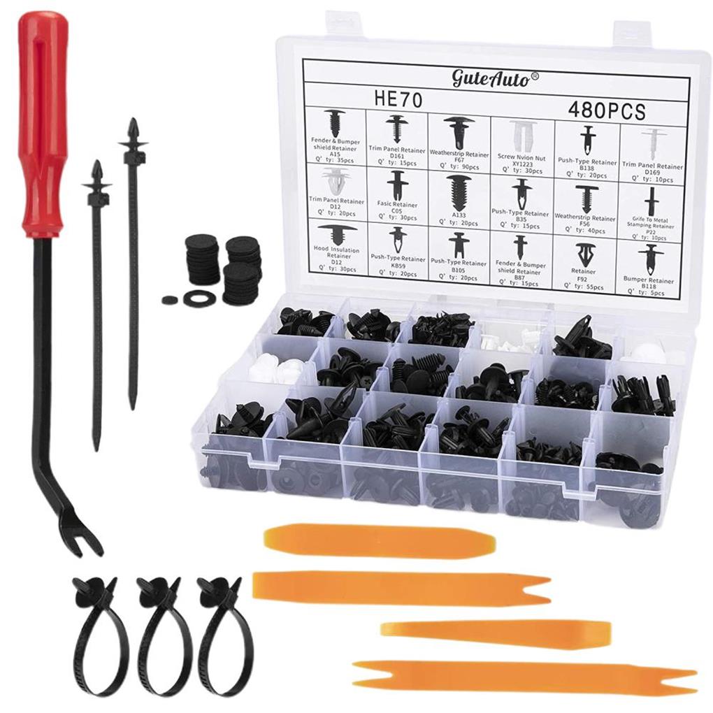 1000/500/200/100 шт. Набор автомобильных зажимов с коробкой, смешанный, для кузова автомобиля, нажимной фиксатор, заклепка, бампер, дверная обшивка, панель, зажим для крепления