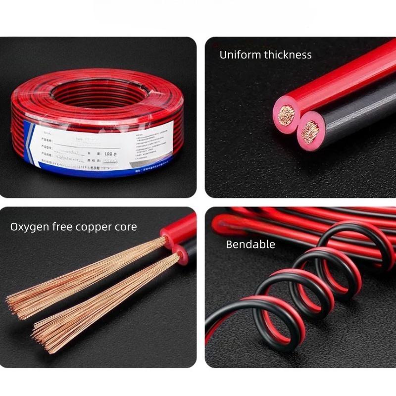 5/10M RVB Red Black 2 Pins Electrical Wire 12 14 16 18 20 22 AWG PVC Insulated Bare Copper Power Lines LED Cables