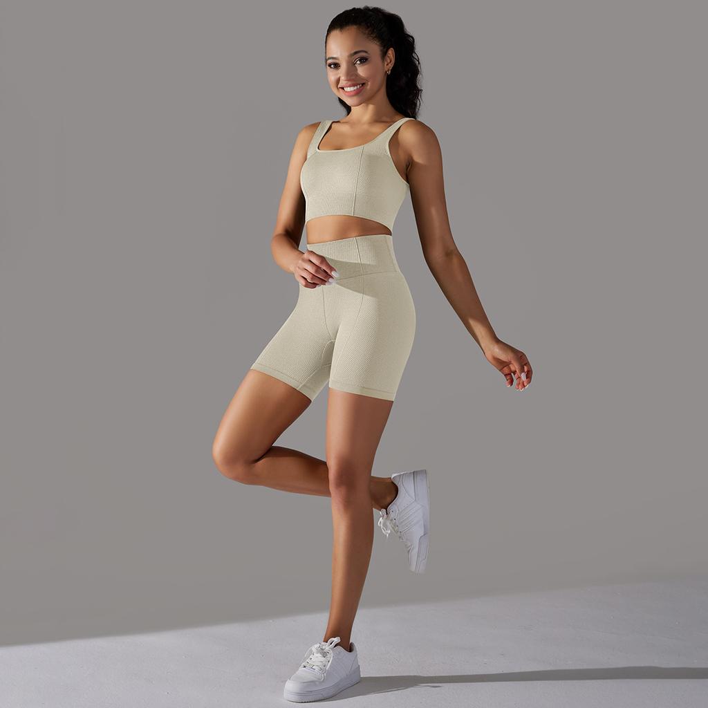 Nessaj Женская спортивная одежда без рукавов для бега на животе, короткие шорты для фитнеса, бесшовный комплект для йоги с высокой талией
