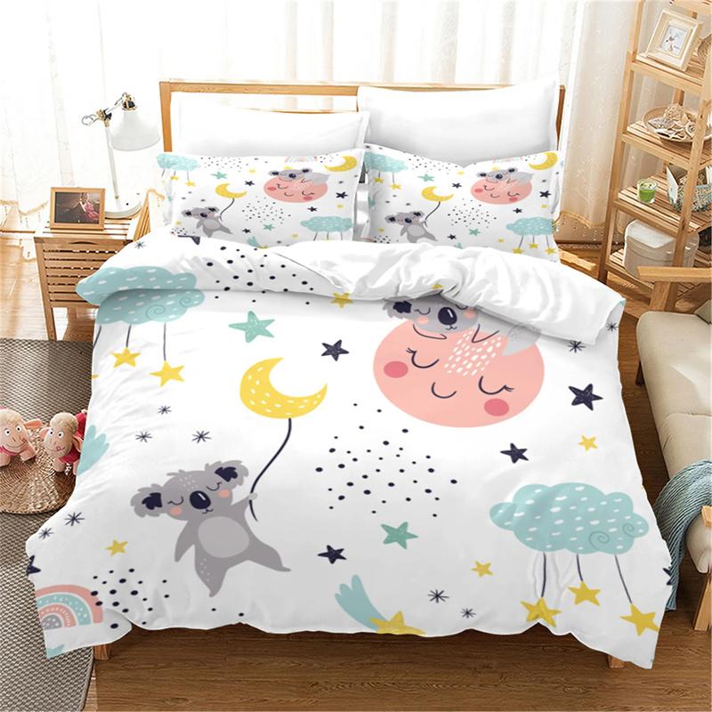 Cartoon Koala Duvet Cover King Queen Lovely Animal Bedding Collection For Kids Teens Adults Wildlife Quilt Cover With Pillowcase 23Pcs
