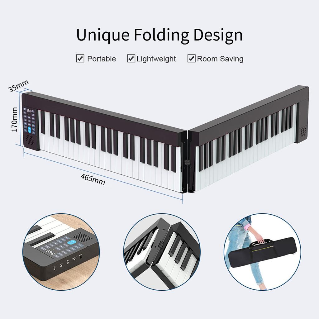 61-Key Foldable Electronic Piano Multifunctional Electronic Organ Folding Digital Piano 61 Keys