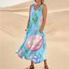 Women's Summer Casual Fashion Easter Printed Sleeveless Round Neck Pocket Dress