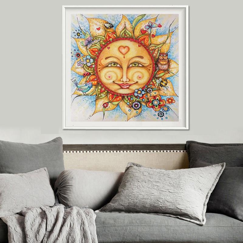 HC 5d Diy Diamond Painting Lovely Sun Flowers Cross Stitch Diamond Embroidery Mosaic Diamonds