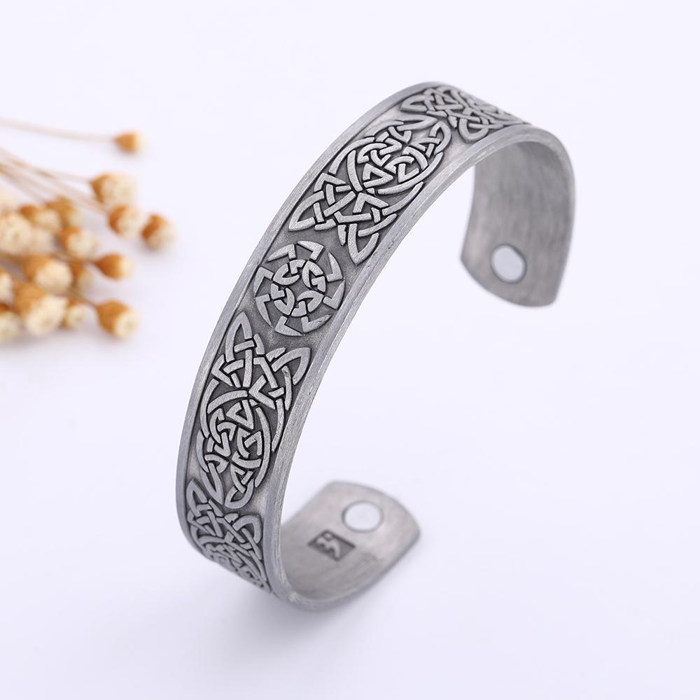 Talisman Health Bracelets Tree Of Life Luck Knot Runes Trinity Magnetic Cuff Bangles Women Men Adjustable Bracelet