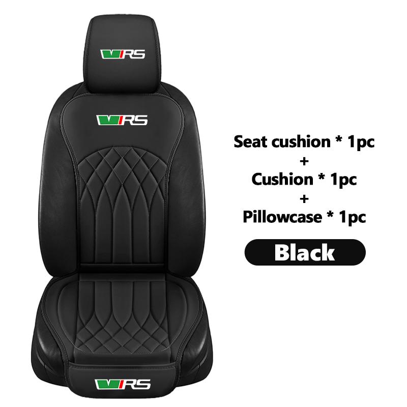 qjpmd2 For Skoda Leather Car Seat Cushion Breathable Headrest Seat Protect Mat Accessories S Kodiaq Octavia 2 3 Yeti Karoq Rapid Fabia