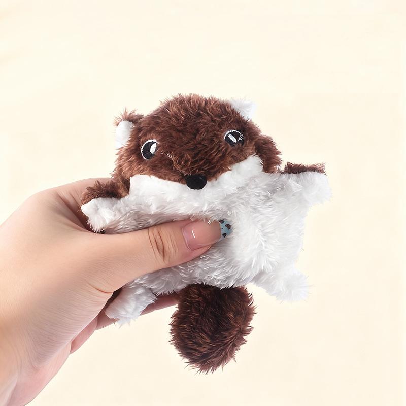 Cute Plush Flying Squirrel Cat Toy Sounding Bite Resistant Teeth Grinding Pet Playing Toy