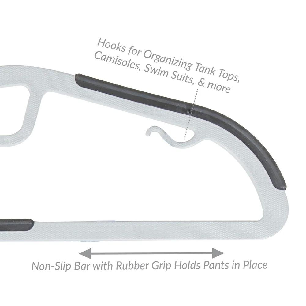 Набор из 8 S-образных пластиковых вешалок для рубашек с перекладиной для галстуков, белого цвета