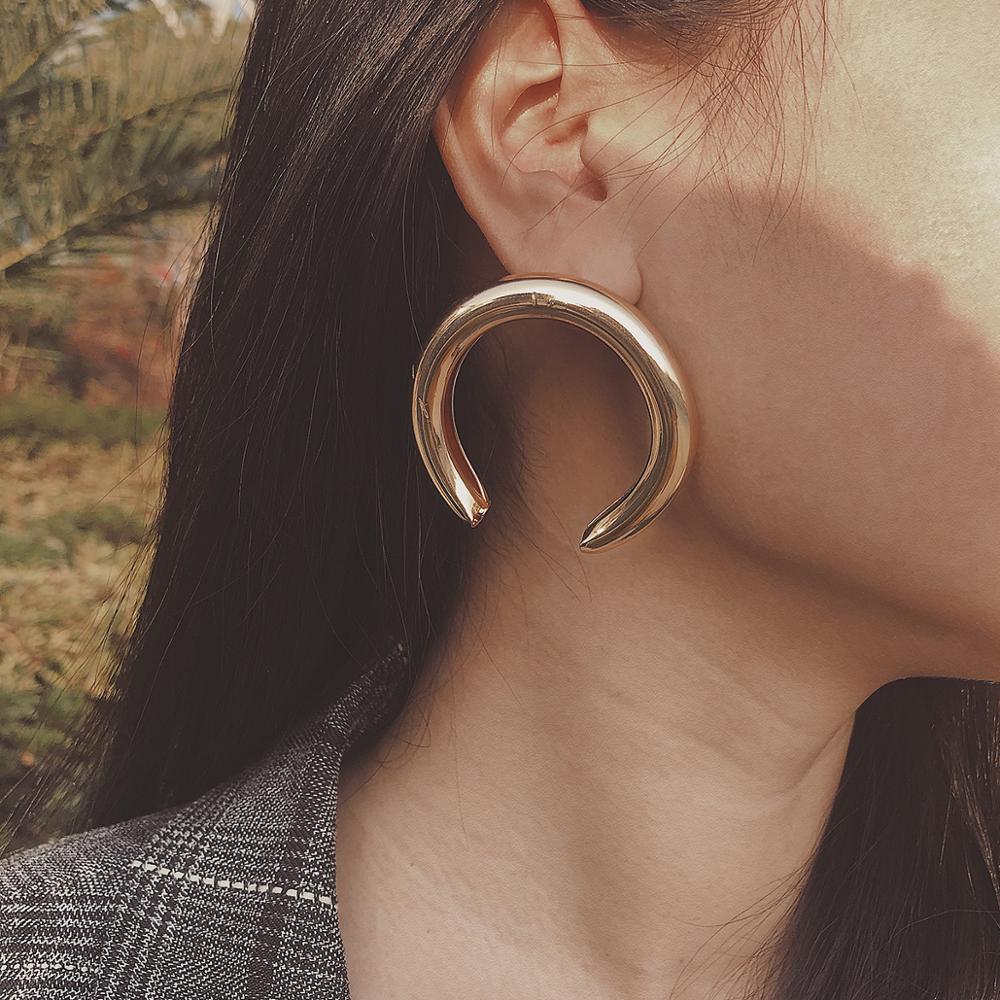 2022 Fashion Jewelry Personalized Exaggerated Hoop Earring Oversized Custom Statement Design Oval Memory Geometric Drop Earring