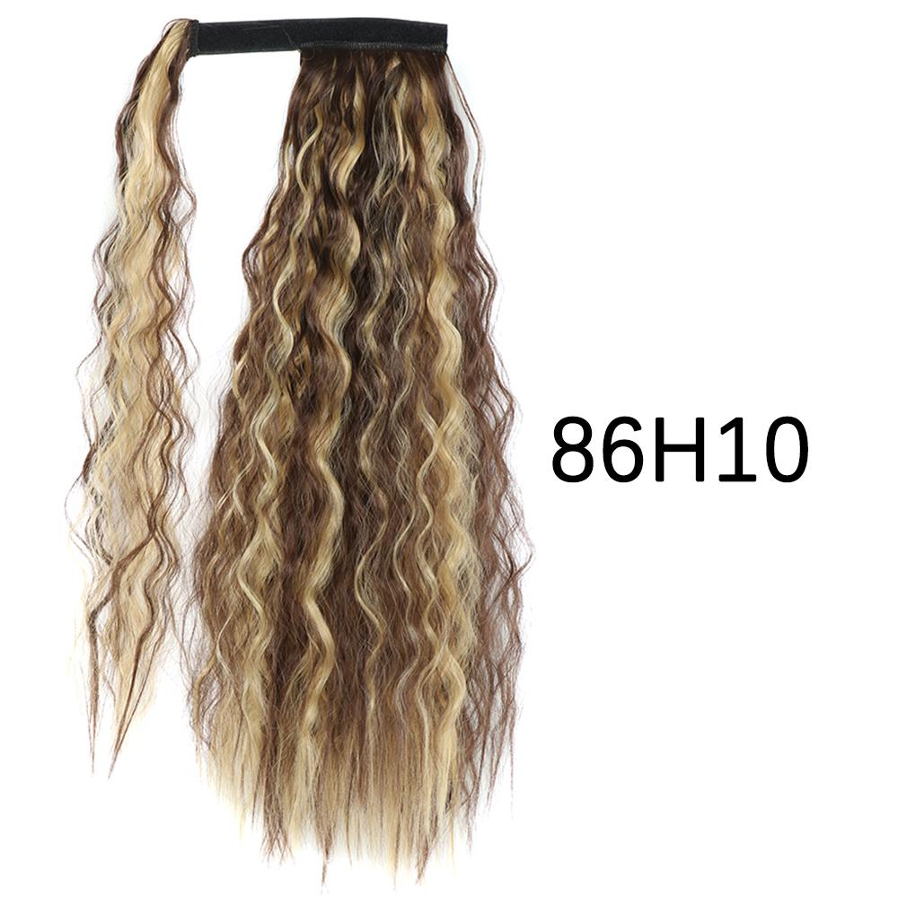 MISS WIG Synthetic Long Wavy Ponytail Hairpiece Natural Blonde Brown Wrap Around Hair Extensions for Women