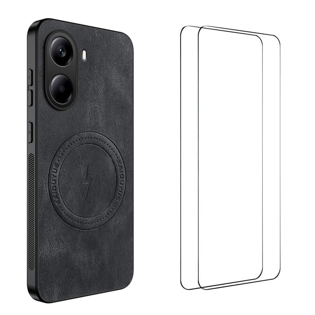 For Xiaomi Poco X7 Pro 5G/Xiaomi Redmi Turbo 4 5G Magnetic Case WANLONFENG SD Series PC TPU Phone Cover with 2Pcs Screen Film